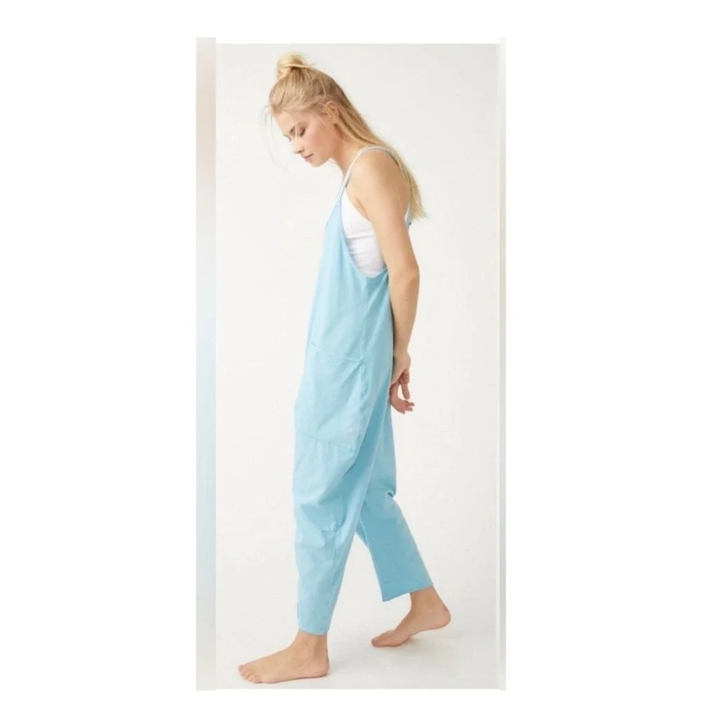 Free People FP Movement Hot Shot Onesie Light Blue Slouchy Jumpsuit Small - Picture 4 of 8